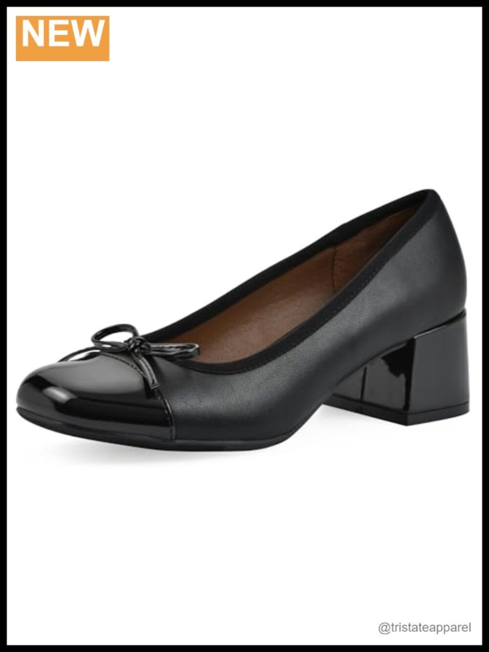 White Mountain Lately Cap Toe Block Heel Ballet Pump Dressy Comfort